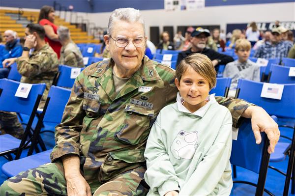 School-wide assembly with Veterans and their families. 